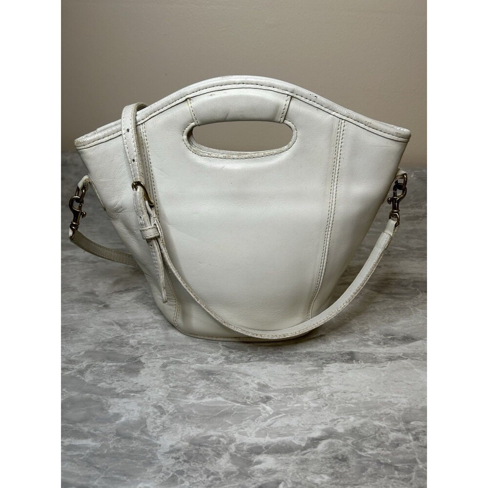 Coach #9993 Mini Shopper Tote White Leather Bag Vintage Authentic Crossbody Rare